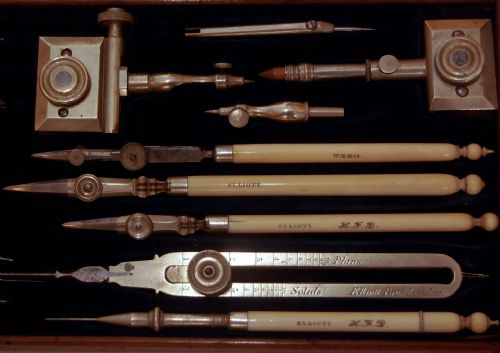 fig 5. Victorian Drawing Instrument Set by Elliott Brothers London - Owned by Sir Hay Frederick Donaldson KCB