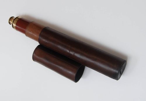 fig 1. Single Draw Marine Day or Night Telescope by Dollond of London with Original Leather Case
