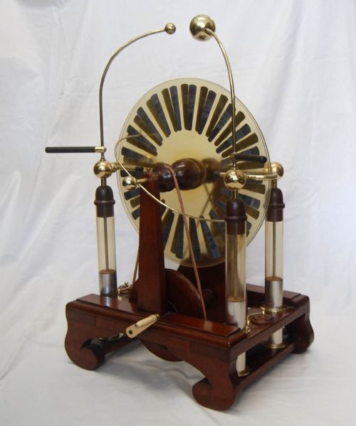 fig 2. Late Victorian Largescale Wimshurst Machine with Four Leyden Jars