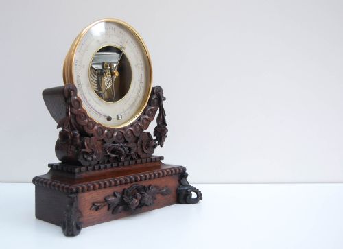fig 1. Naudet Barometer on Stand Retailed by EG Wood Cheapside London - Formerly Edwin Banfield Collection