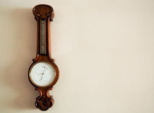 Victorian Walnut Cased Miniature Wheel Barometer by Riddel & Co Belfast