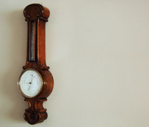 fig 6. Victorian Walnut Cased Miniature Wheel Barometer by Riddel & Co Belfast