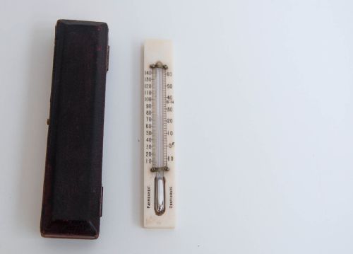 fig 2. Small Edwardian Leather Cased Travelling Thermometer by WE Pain of Cambridge