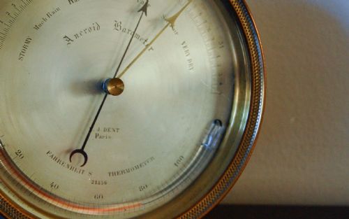 fig 1. Early Lucien Vidi Brass Cased Aneroid Barometer Retailed by EJ Dent