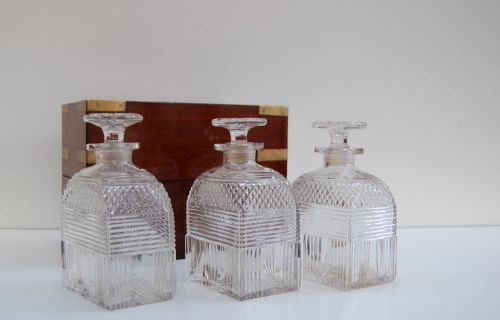 fig 1. Early Victorian Campaign Triple Decanter Set