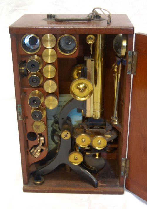 Victorian Cased Challenge Model Microscope by Swift & Son, 81 Tottenham Court Road, London