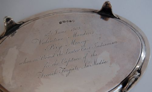 Napoleonic Prize East India Company Silver Salver for the Capture of French Warship La Medee
