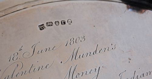 fig 3. Napoleonic Prize East India Company Silver Salver for the Capture of French Warship La Medee