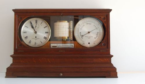 Mid-victorian Weather Station or Self Recording Aneroid Barometer by Negretti & Zambra