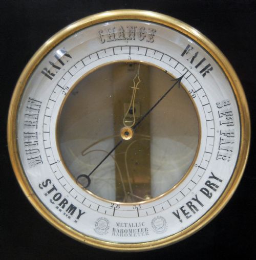 fig 4. Early Bourdon Aneroid Mantel Barometer in Ebonised Wood Case