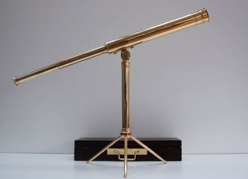 fig 1. Victorian Cased Portable Desktop Telescope on Stand by Aitchison London
