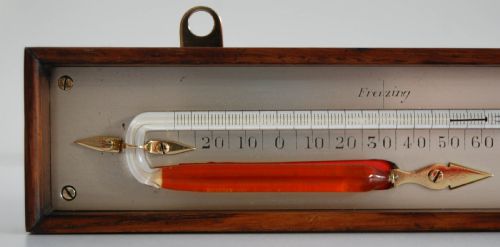 fig 2. Early nineteenth Century Oak Cased Rutherford Type Minimum Thermometer by Adie & Son Edinburgh
