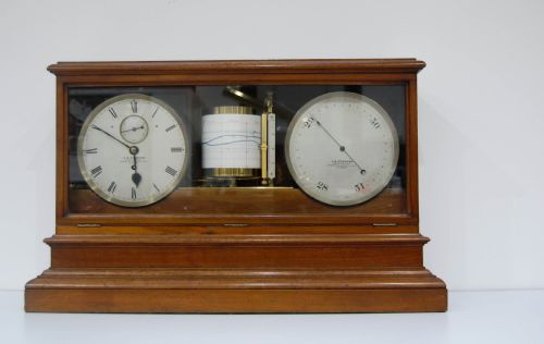 Late Victorian Self Recording Aneroid Barometer or Weather Station by Jh Steward London