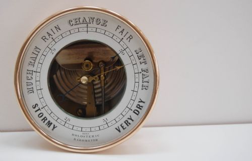 Mid-victorian Open Dial Holosteric Aneroid Barometer by Naudet (Pnhb)