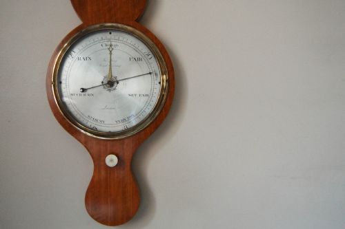 fig 1. George III Period Satinwood Wheel Barometer by James Long, Royal Exchange, London.