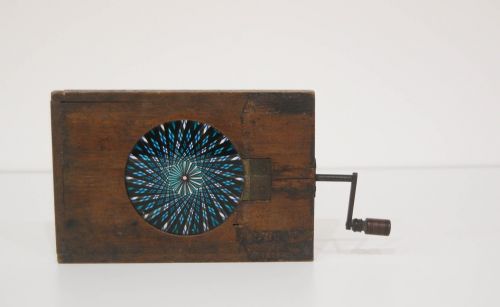 fig 1. Early Victorian Magic Lantern Chromatrope Slide by WE & F Newton of Fleet Street.