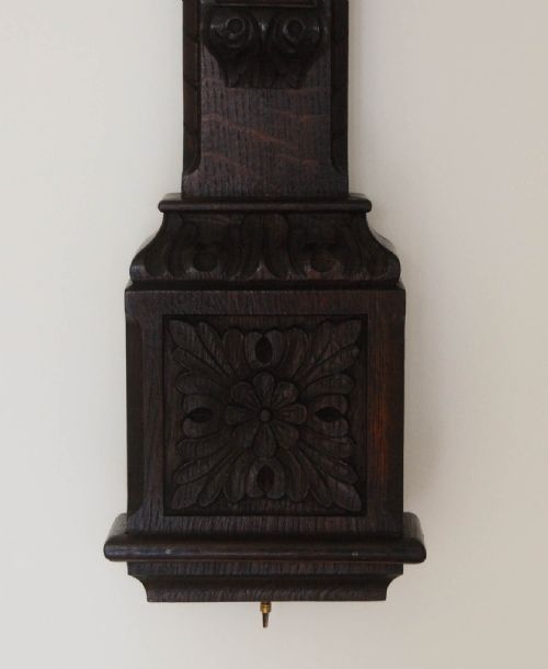 VICTORIAN CARVED OAK ADMIRAL FITZROYS STORM BAROMETER BY NEGRETTI ZAMBRA - ADDITIONAL PHOTO 3
