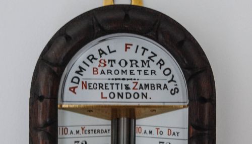 VICTORIAN CARVED OAK ADMIRAL FITZROYS STORM BAROMETER BY NEGRETTI ZAMBRA - ADDITIONAL PHOTO 5