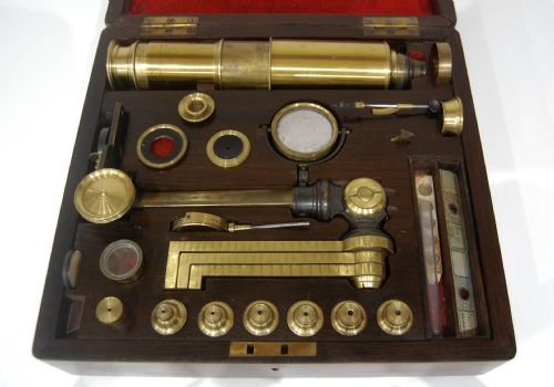 Early Victorian Rosewood Cased Compound Microscope by Jp Cutts Sutton & Son