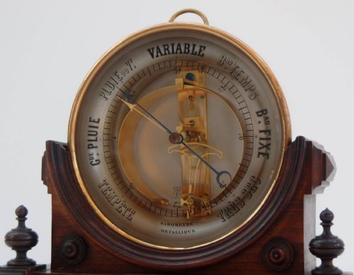 fig 4. French Victorian Bourdon Aneroid Barometer on Stand by Jules Richard of Paris