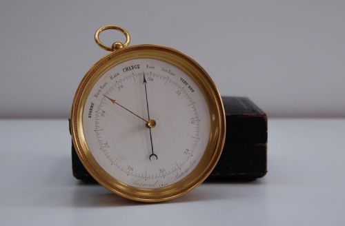 fig 2. Mid Victorian Vidi Aneroid Barometer in Original Leather Presentation Case