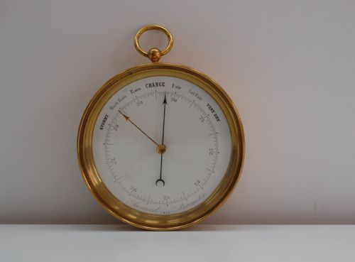 fig 4. Mid Victorian Vidi Aneroid Barometer in Original Leather Presentation Case