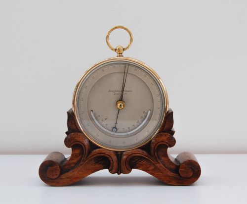 Early Victorian Aneroid Barometer on Stand by Troughton & Simms & Engraved to George Sibley