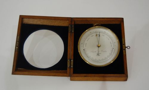 fig 1. Mid-Victorian Desk Aneroid Barometer in Oak Case by Negretti & Zambra
