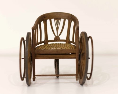 fig 1. Cased Mid Victorian Miniature Saleman's Sample Wheelchair