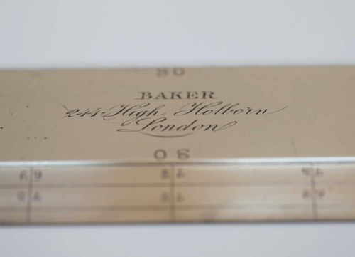fig 1. Mid Victorian Engineers Steel Rule by Charles Baker 244 High Holborn London
