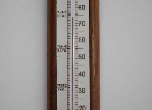 fig 2. Victorian Oak & Ceramic Scale Wall Thermometer by Negretti & Zambra London