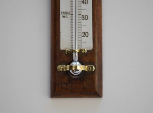 fig 3. Victorian Oak & Ceramic Scale Wall Thermometer by Negretti & Zambra London