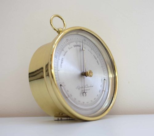 fig 2. Mid Victorian Brass Cased Aneroid Barometer by Negretti & Zambra London
