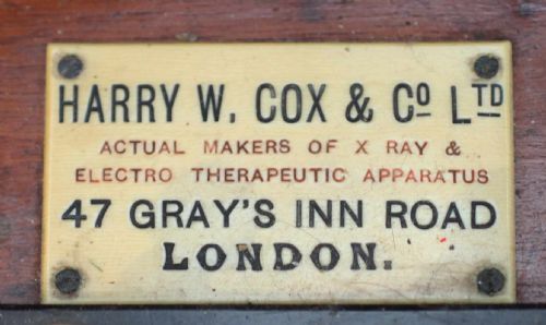 fig 3. Rare Edwardian Heavy Discharge X-Ray Coil by Harry W Cox & Co Ltd London