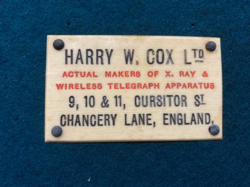 fig 4. Edwardian Portable Heavy Discharge X-Ray Coil by Harry W Cox & Co Ltd London
