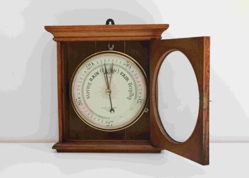 fig 3. Large Victorian Public Display Aneroid Barometer in Oak Case by Negretti & Zambra London