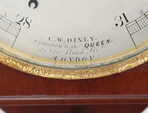 fig 1. Early Victorian Mahogany Wall Aneroid Barometer by CW Dixey of London