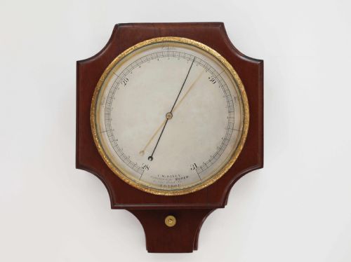 Early Victorian Mahogany Wall Aneroid Barometer by Cw Dixey of London