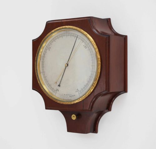 fig 2. Early Victorian Mahogany Wall Aneroid Barometer by CW Dixey of London