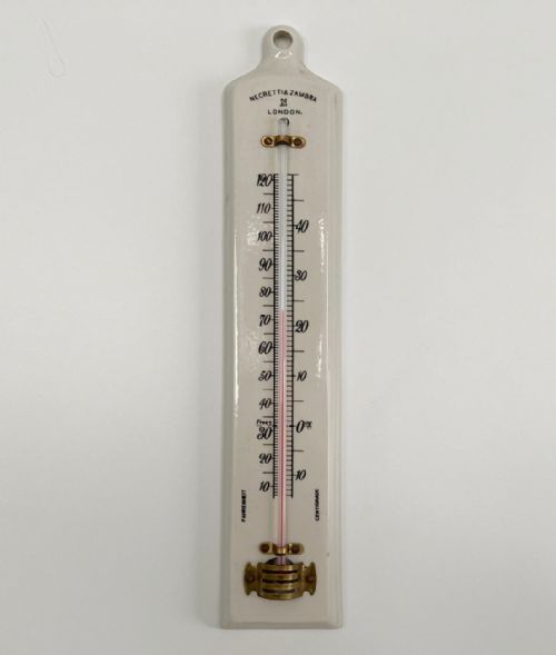 White Porcelain Wall Thermometer by Negretti & Zambra of London