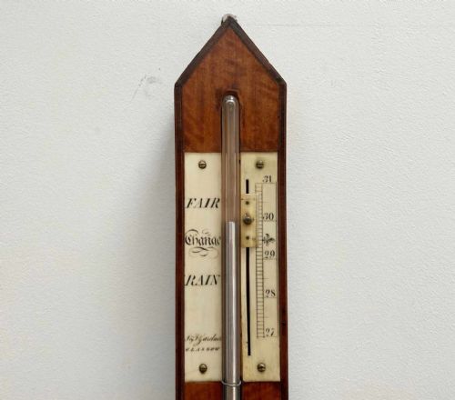fig 1. Early Nineteenth Century Scottish Satinwood Stick Barometer by J&J Gardner of Glasgow