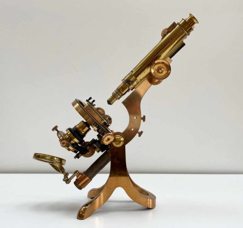 fig 3. Rare Victorian Cased Premiere Model Binocular Microscope by Henry Crouch London