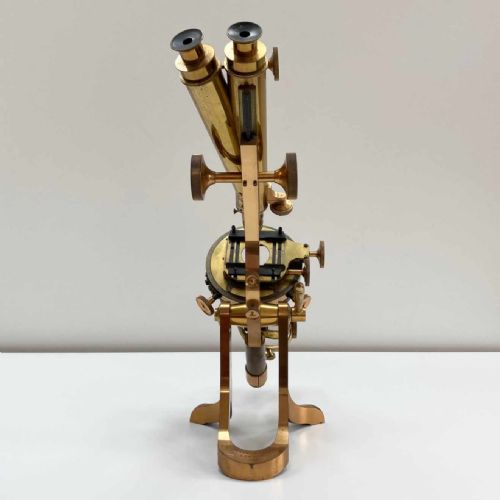 fig 5. Rare Victorian Cased Premiere Model Binocular Microscope by Henry Crouch London