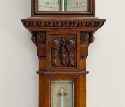 fig 2. Victorian Golden Oak Stick Barometer by Alfred Apps 433 The Strand London