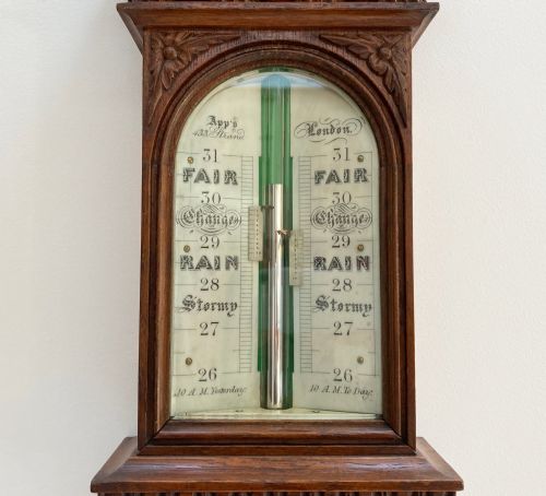 fig 3. Victorian Golden Oak Stick Barometer by Alfred Apps 433 The Strand London