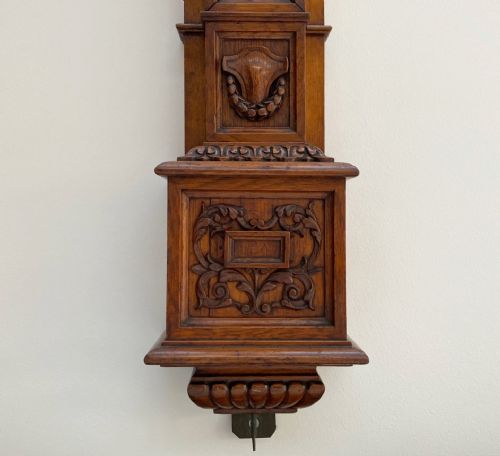 fig 4. Victorian Golden Oak Stick Barometer by Alfred Apps 433 The Strand London