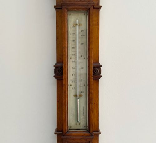 fig 5. Victorian Golden Oak Stick Barometer by Alfred Apps 433 The Strand London