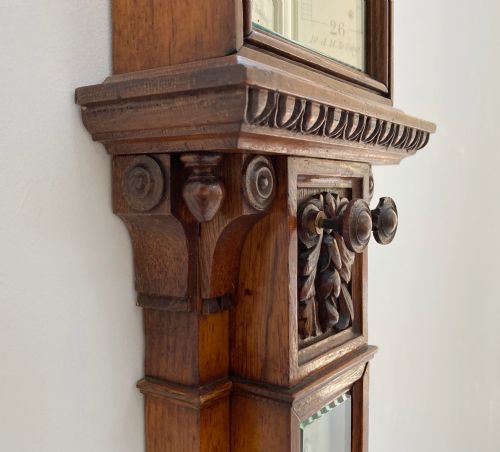 fig 6. Victorian Golden Oak Stick Barometer by Alfred Apps 433 The Strand London