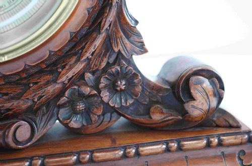 fig 6. Large Victorian Aneroid Barometer in Carved Walnut Display by James Pitkin London