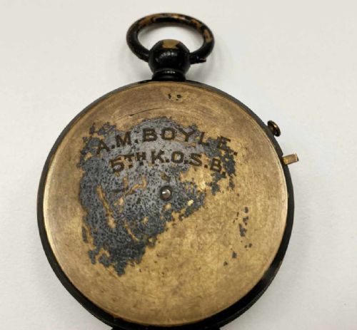 fig 4. WW1 Verners Prismatic Compass to Captain AM Boyle Kings Own Scottish Borderers